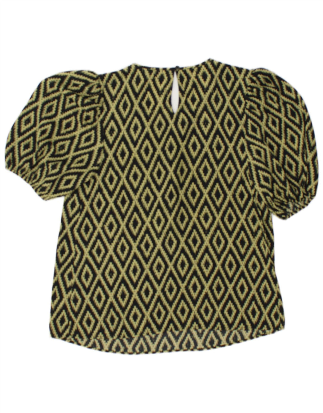 Marks & Spencer Womens Blouse Top UK 10 Small Black Argyle/Diamond