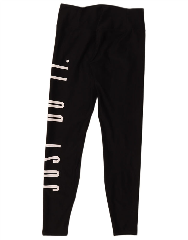 Nike Womens Dri Fit Graphic Leggings UK 10 Small Black Polyester