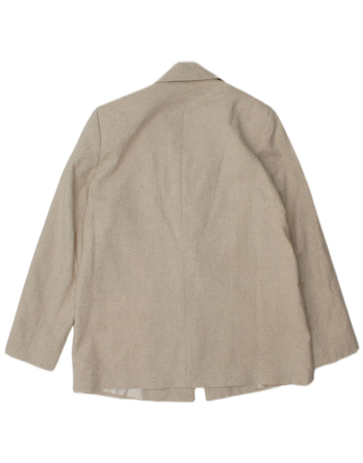 Jaqueta blazer feminina Zara com 1 botão Reino Unido 14 acetato espinha de peixe bege médio
