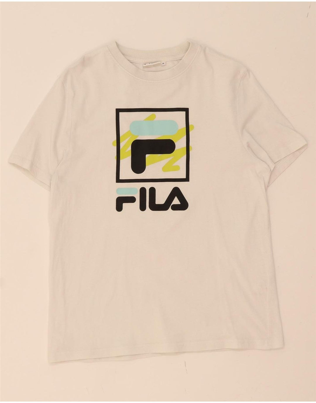 FILA Mens Graphic T-Shirt Top Small White Cotton Vintage Fila and Second-Hand Fila from Messina Hembry 