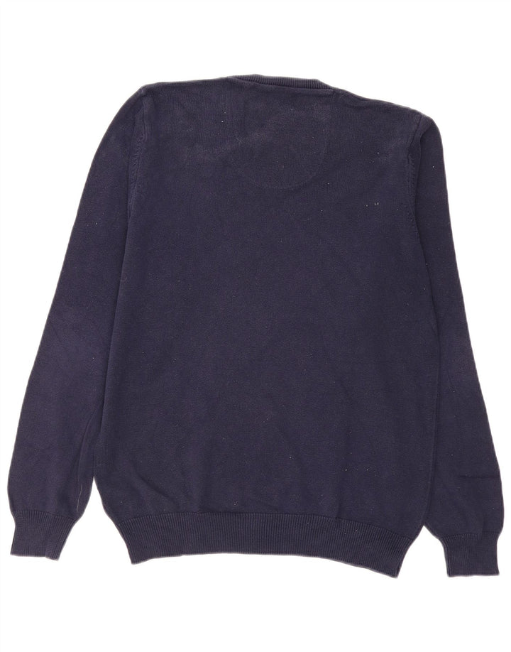 Maglione da uomo con scollo a V Marks & Spencer in cotone blu navy medio