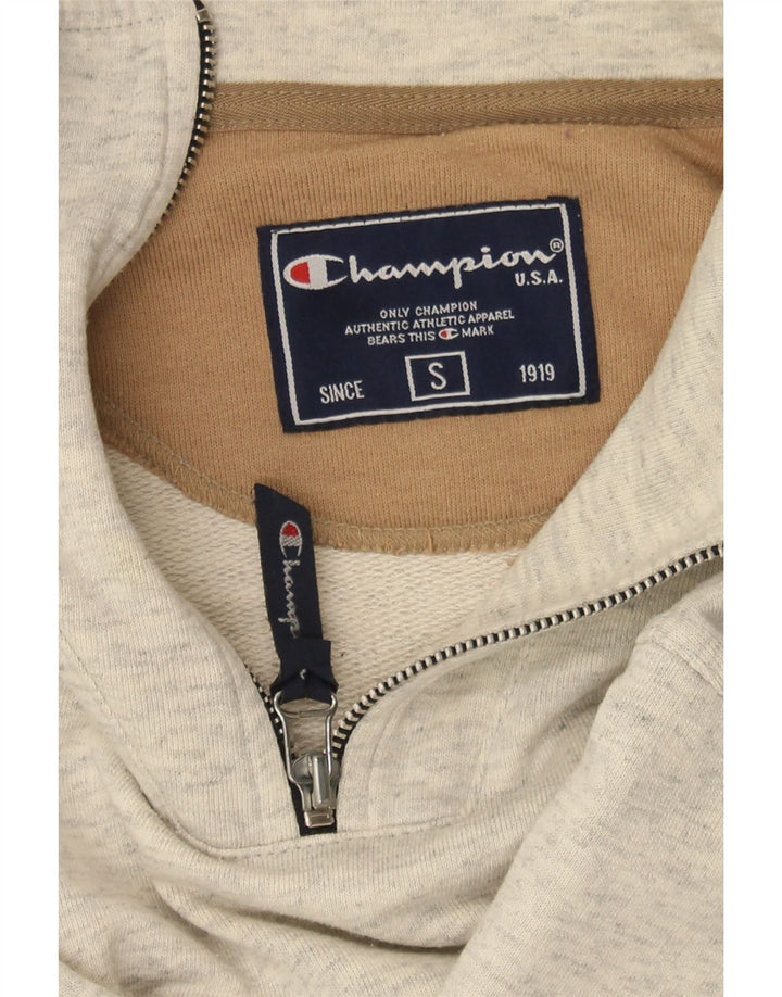 CHAMPION Womens Oversized Zip Neck Sweatshirt Jumper UK 10 Small Grey Vintage Champion and Second-Hand Champion from Messina Hembry 