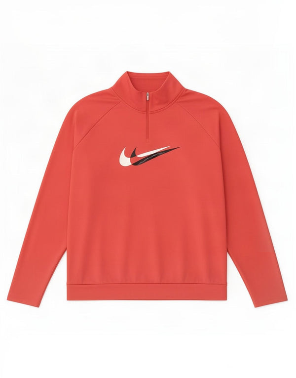 Haut de survêtement Nike Dri Fit à col zippé pour femme UK 18 XL Rose Polyester