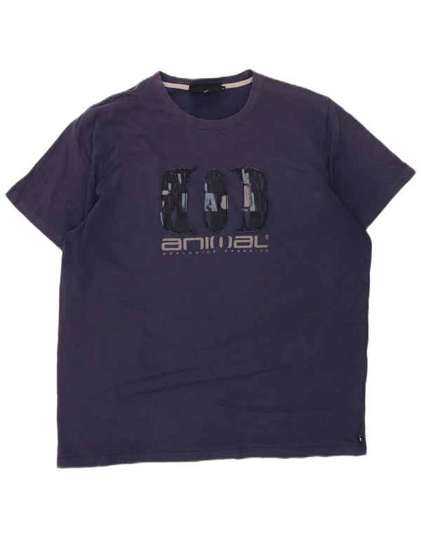 Animal Mens Graphic T-Shirt Top XL Navy Blue Cotton