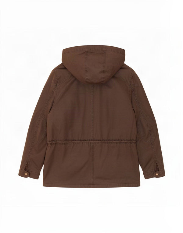 Chaqueta de algodón encerado con capucha para mujer de Fat Face UK 40 XL Marrón