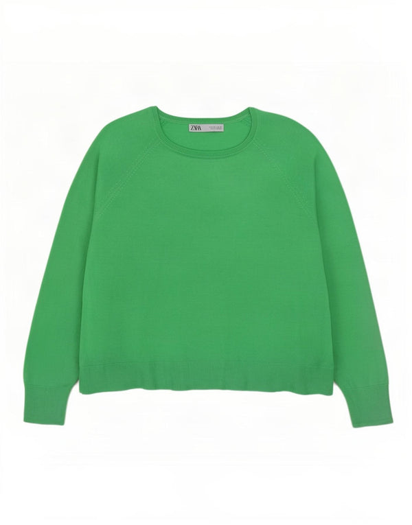Damski sweter Zara Crop Oversize z dekoltem w łódkę UK 10 Small Green