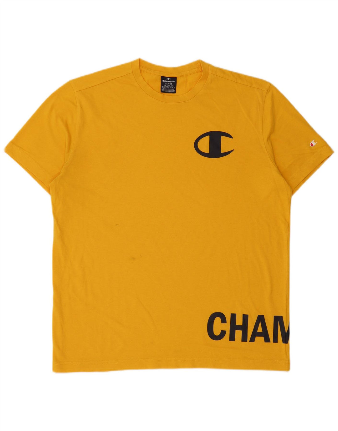 Champion Mens Graphic T-Shirt Top Large Yellow