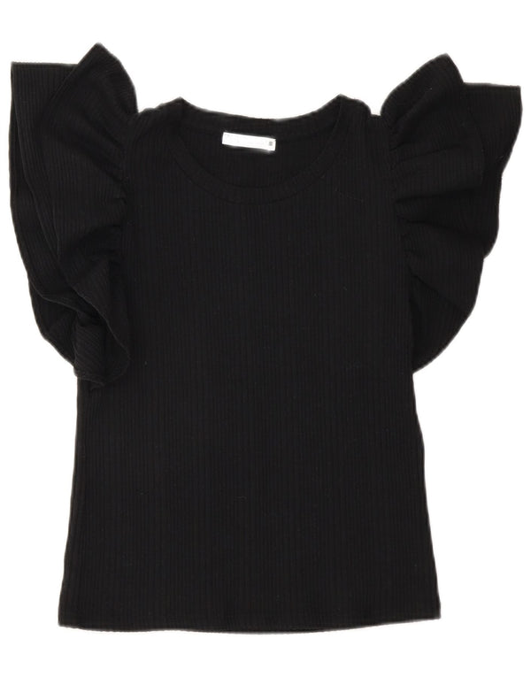 Zara Womens Crop Blouse Top UK 10 Small Black
