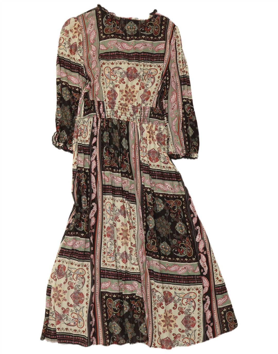 Monsoon Womens 3/4 Sleeve Maxi Dress UK 10 Small Multicoloured Patchwork