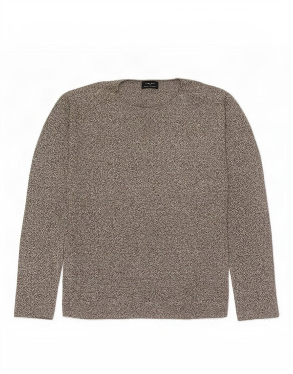 Męski sweter z okrągłym dekoltem Zara, mały, szary, bawełniany w cętki