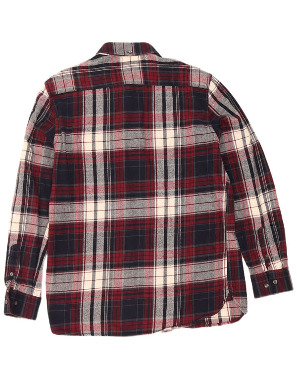Camisa masculina de flanela French Connection grande algodão xadrez azul marinho