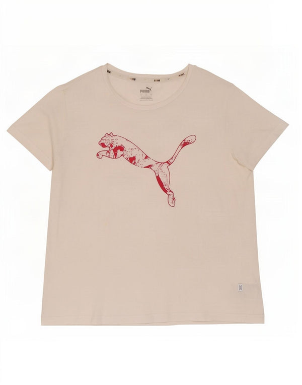 Puma Grafisk T-shirt top til kvinder DK 14 Stor hvid bomuld