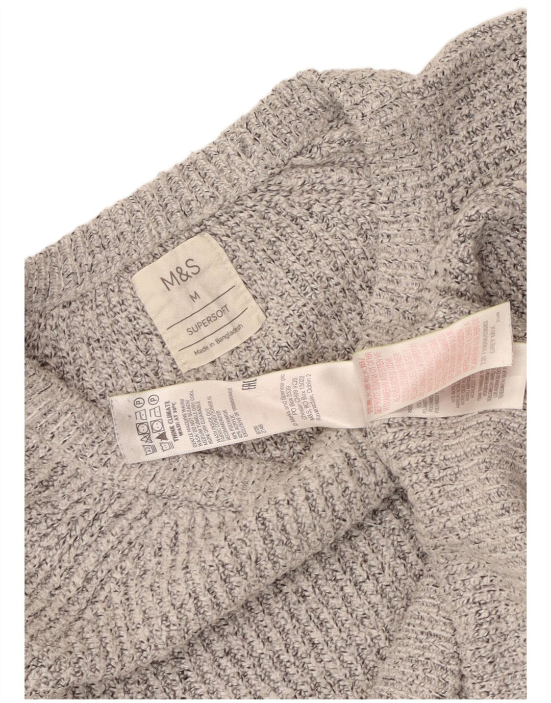 Marks & Spencer Pull Col Bateau Homme Gris Moyen Moucheté Polyamide