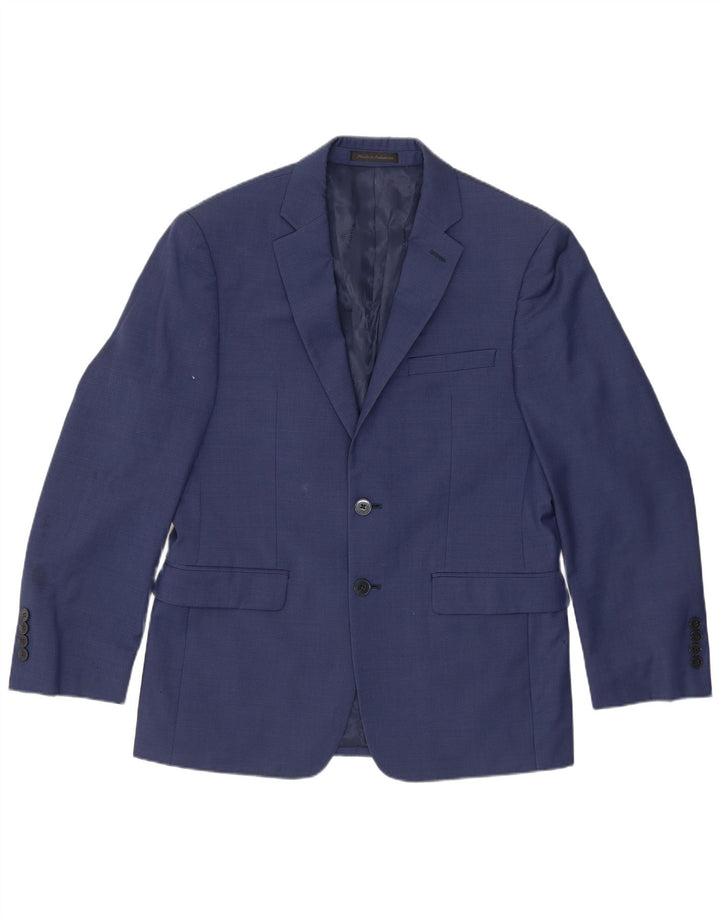 Calvin Klein Mens Short 2 Button Blazer Jacket UK 38 Medium Navy Blue Wool