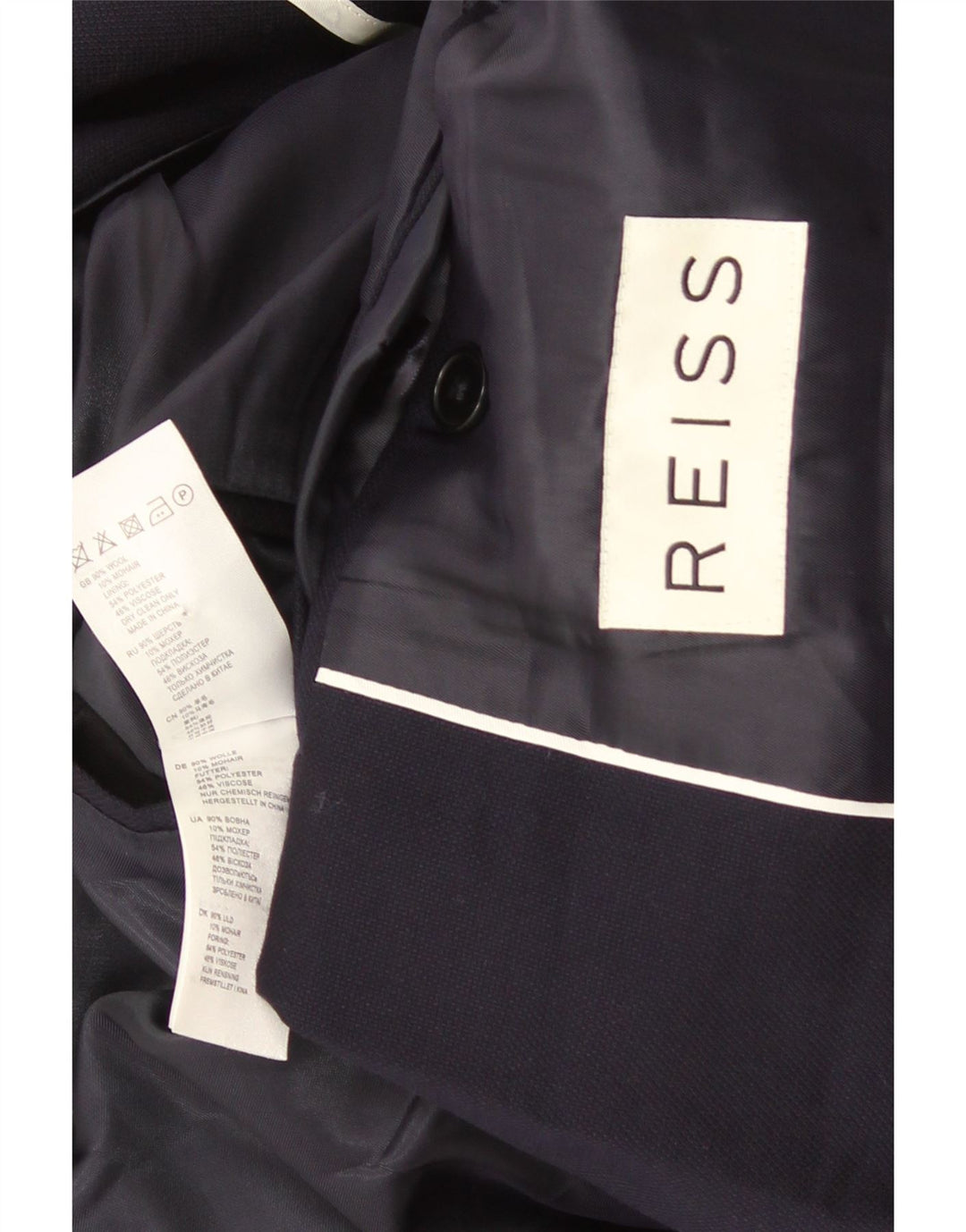 Reiss Mens 2 Button Blazer Jacket UK 36 Small Navy Blue Wool