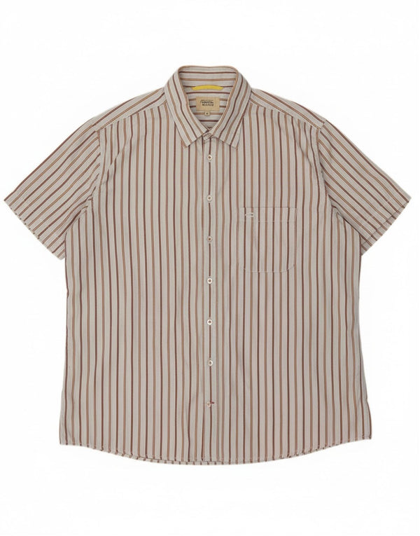 Camel Active Mens Short Sleeve Shirt XL Blue Striped Cotton