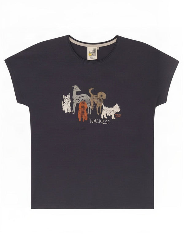 T-shirt grafica da donna Weird Fish Top UK 12 Cotone medio blu navy