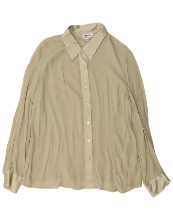 cherie Blusa camisera para mujer IT 48 XL Seda beige