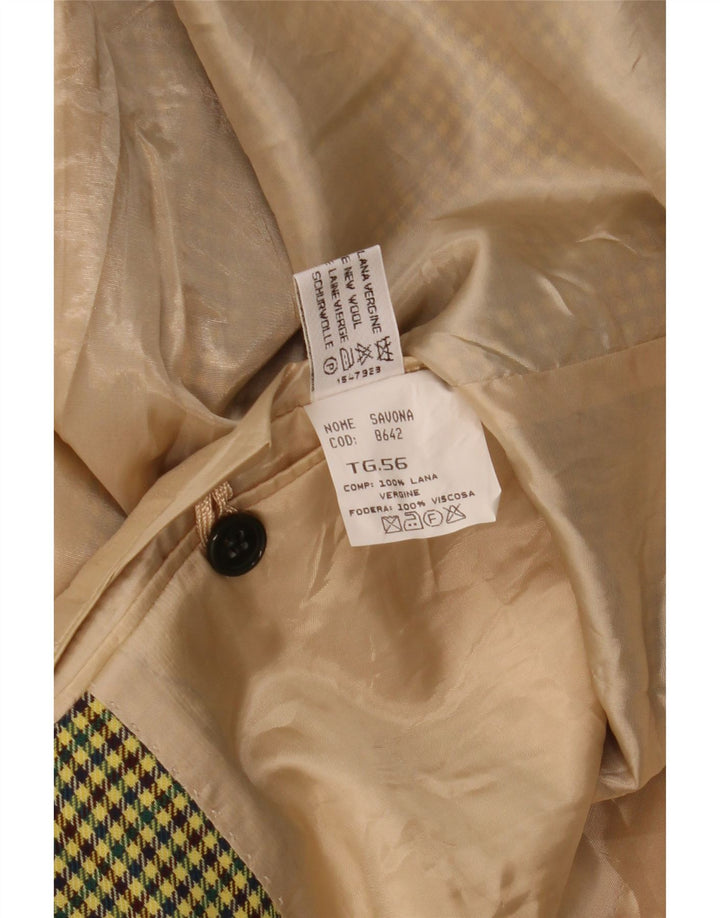 Giacca blazer vintage da uomo a 2 bottoni IT 56 3XL lana pied de poule gialla