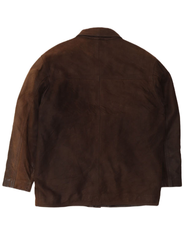 Marlboro Classics Mens Regular Fit Leather Jacket UK 40 Large Brown Classic