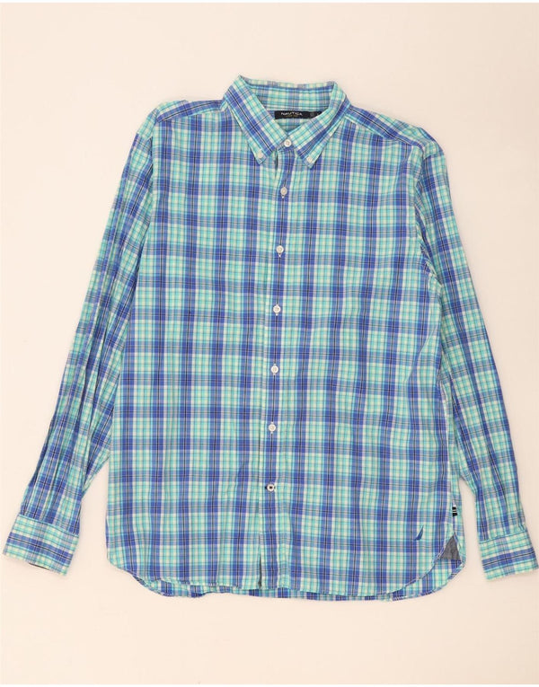 Nautica Chemise Homme Grand Carreau Bleu Coton