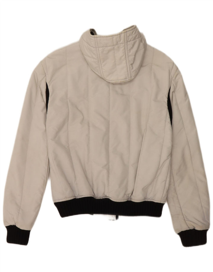 REFRIGIWEAR Womens Hooded Bomber Jacket UK 14 Medium White Polyamide