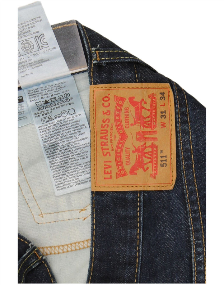 LEVI'S Mens 511 Slim Jeans W31 L29 Navy Blue Cotton