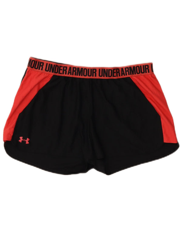 Under Armour Womens Heat Gear Sport Shorts UK 18 XL Black Colourblock