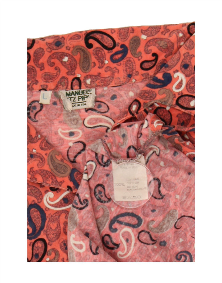 MANUEL RITZ PIPO Mens Short Sleeve Pullover Shirt Large Pink Paisley Vintage Manuel Ritz Pipo and Second-Hand Manuel Ritz Pipo from Messina Hembry 