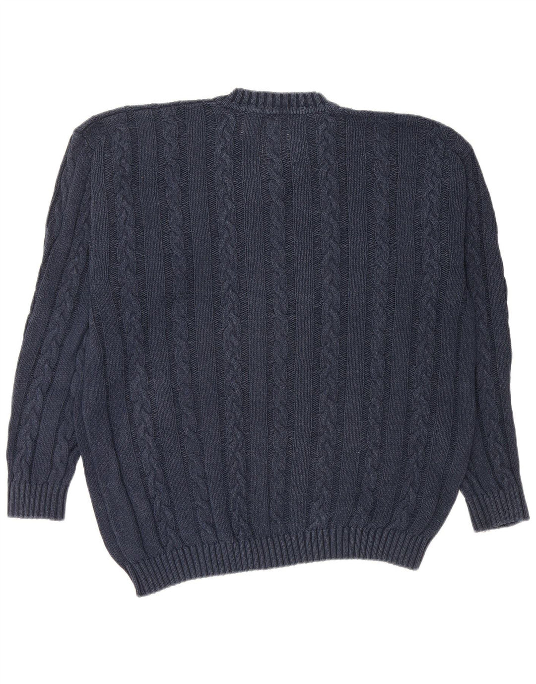 Jaeger Mens V-Neck Jumper Sweater Large Navy Blue Cotton