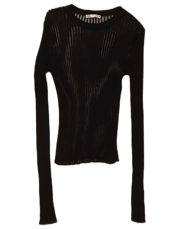 Top Zara da donna a maniche lunghe UK 8 Small Nero