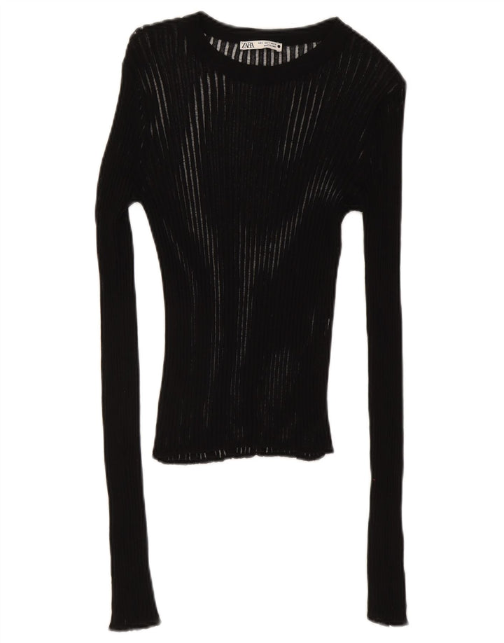 Top Zara da donna a maniche lunghe UK 8 Small Nero