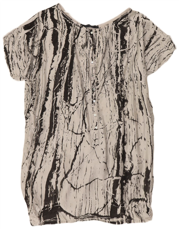 Zara Womens Abstract Pattern Oversized Bubble Dress UK 14 Medium Grey Silk