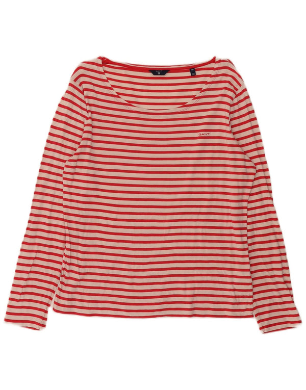Gant Damen Top Langarm UK 20 2XL Rot gestreift Baumwolle