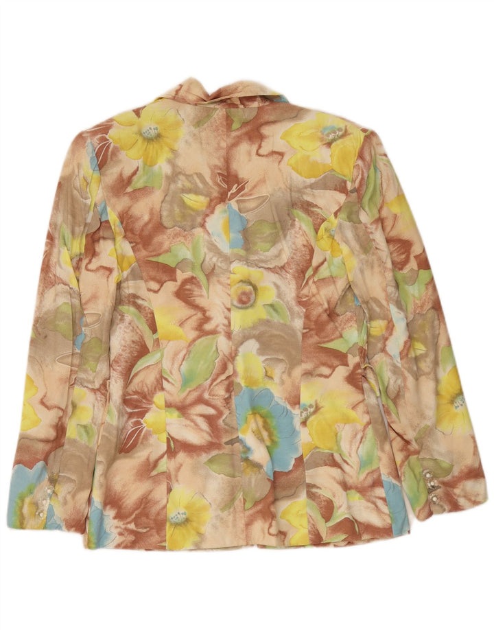 Vintage Womens 4 Button Blazer Jacket UK 10 Small Multicoloured Floral