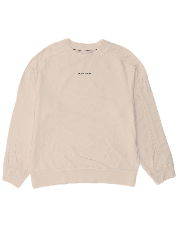 CALVIN KLEIN JEANS Sweatshirt til mænd Medium Hvid Bomuld
