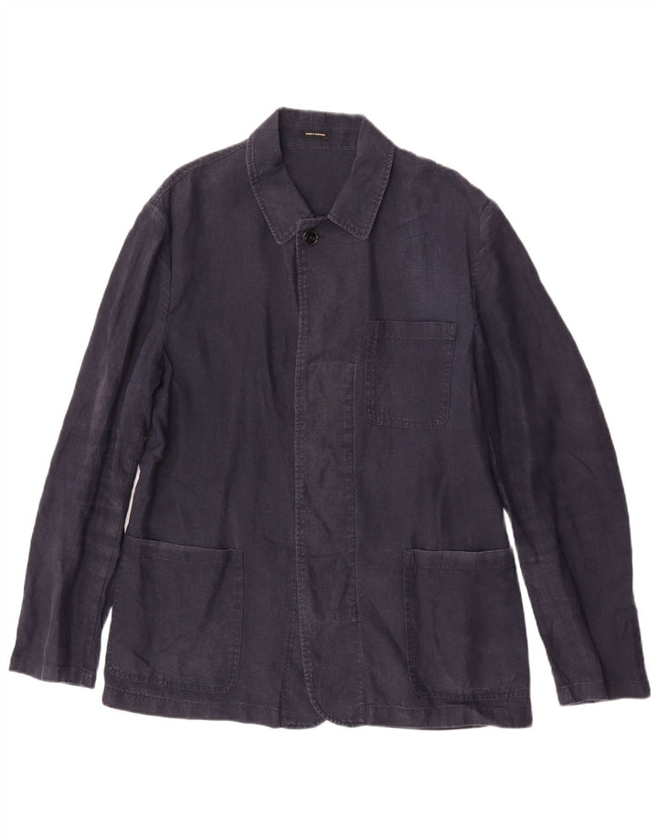 Giacca utility da uomo Massimo Dutti UK 40 Large Lino blu navy