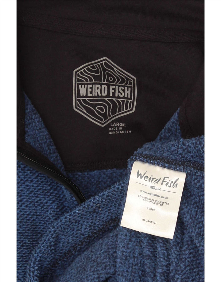 Weird Fish Pull polaire à col zippé pour homme Grand bleu Polyester