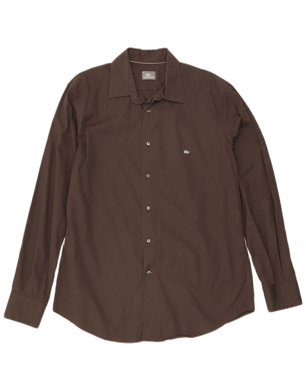 Lacoste Chemise Homme Taille 43 Grand Coton Marron