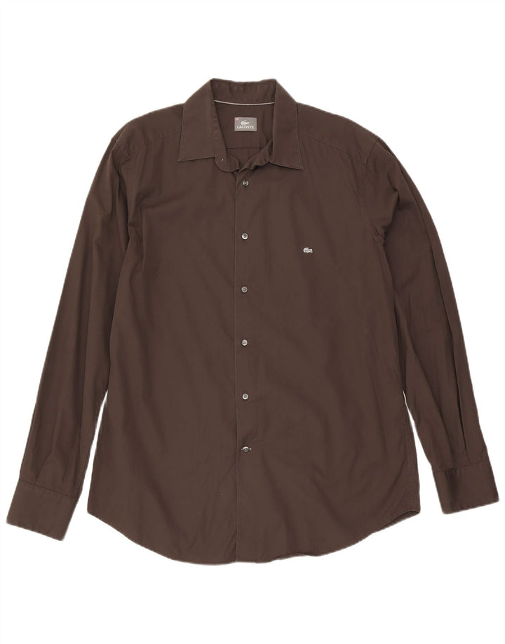 Lacoste Chemise Homme Taille 43 Grand Coton Marron