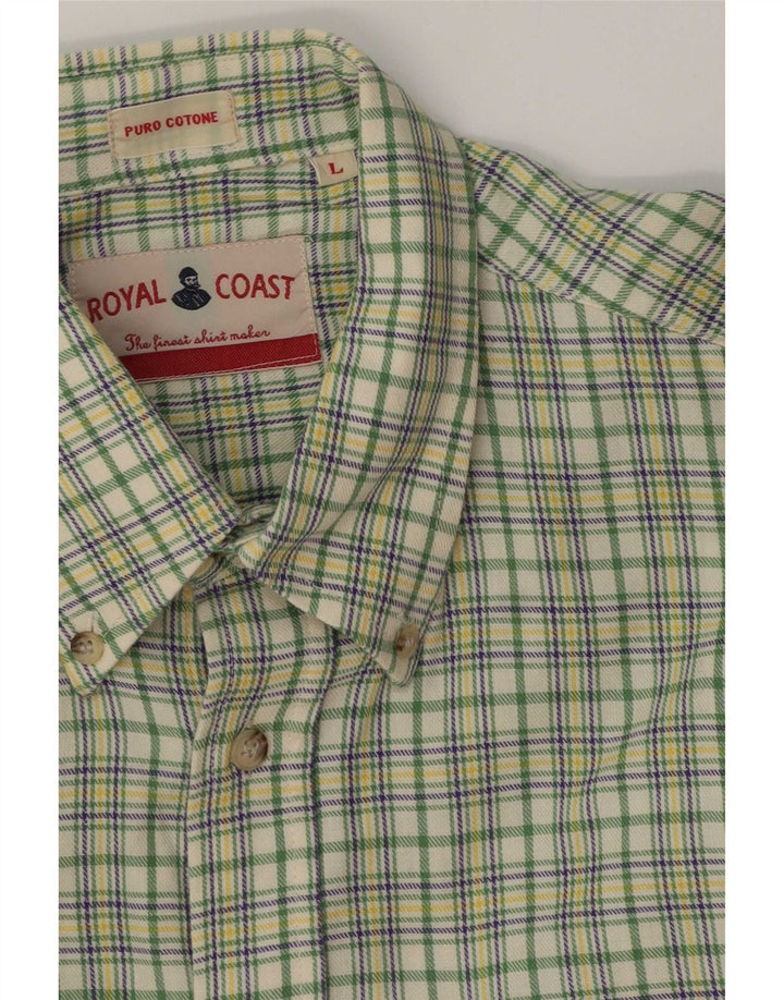 Royal Coast Mens Shirt Large Green Check Cotton