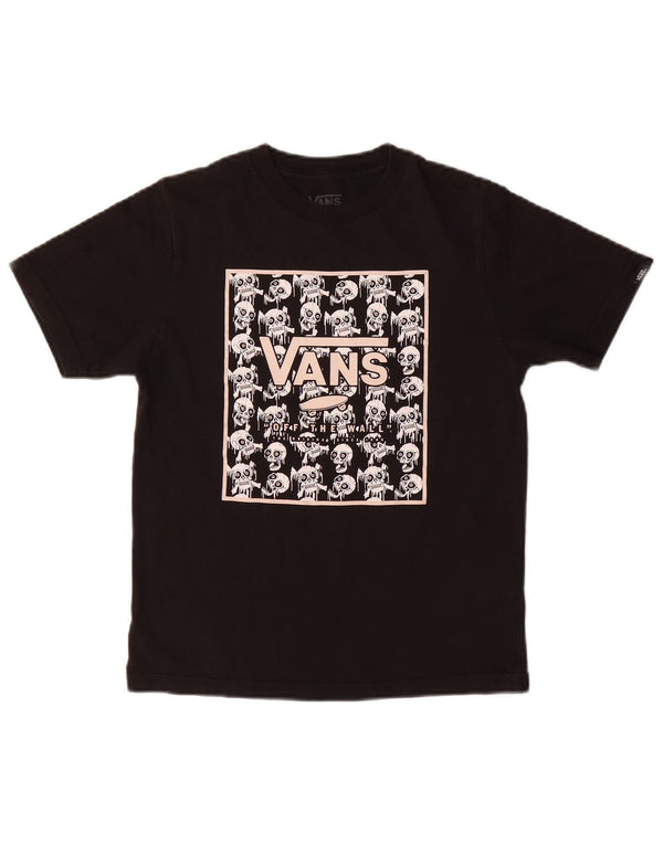 Vans Boys Classic Fit Graphic T-Shirt Top 8-9 Years Small Black Cotton