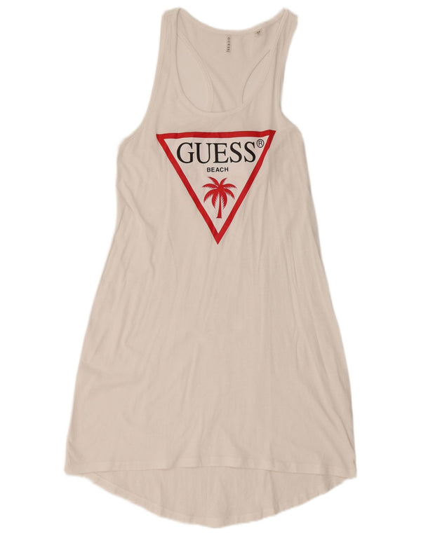 Guess Damen-Sommerkleid mit Grafik, UK 12, Mittelweiß