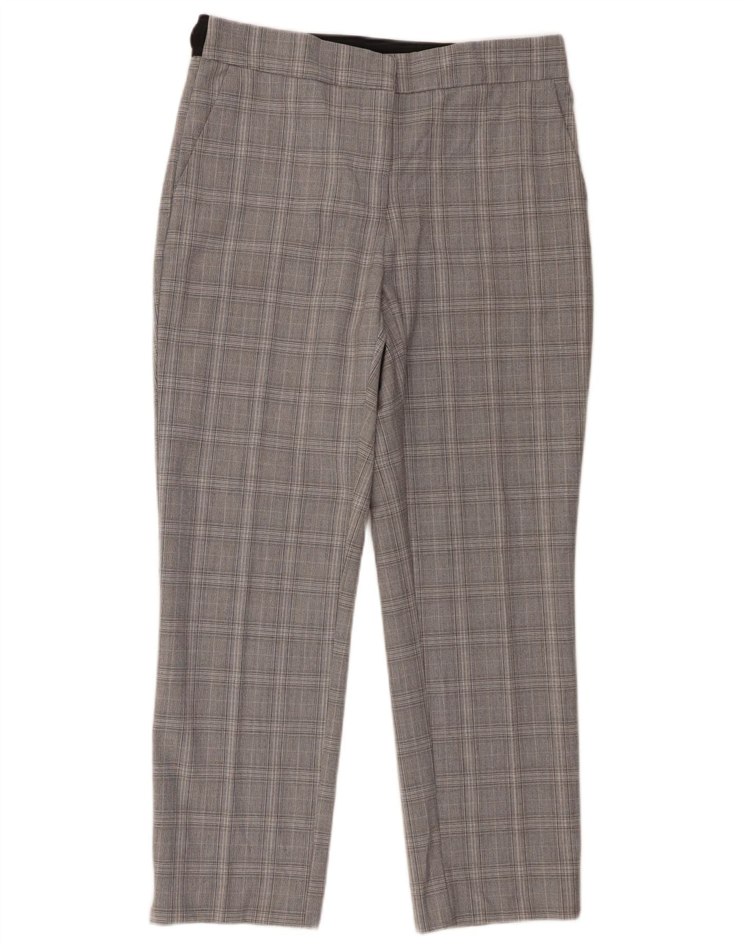 Zara Womens Slim Chino Trousers Large W30 L27 Grey Check Polyester
