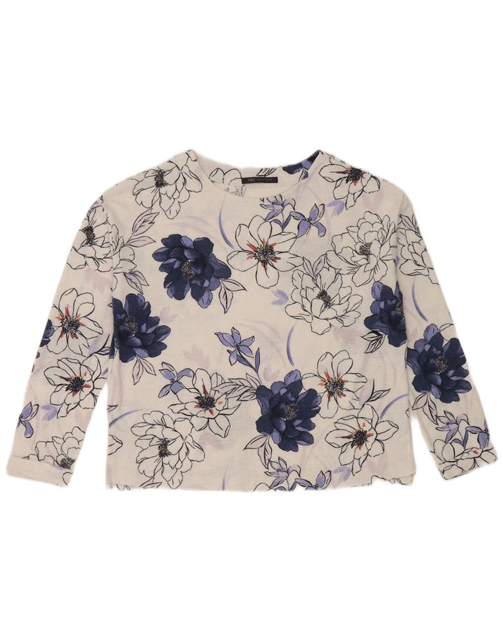 Marks & Spencer Dame Oversized Top Langærmet UK 8 Small White Floral