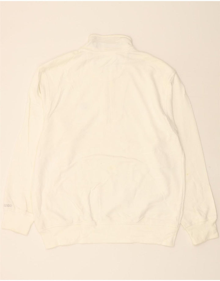 IZOD Mens Zip Neck Sweatshirt Jumper Large White Cotton Vintage Izod and Second-Hand Izod from Messina Hembry 