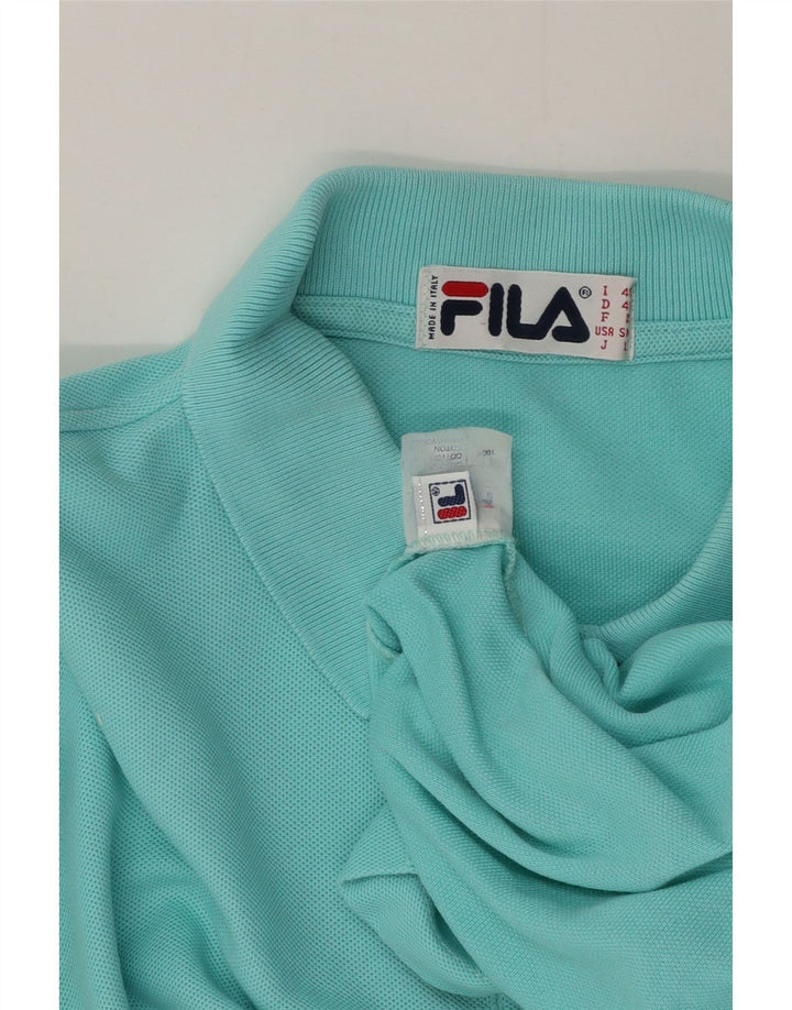 Fila Mens Polo Shirt IT 48 Medium Turquoise Cotton