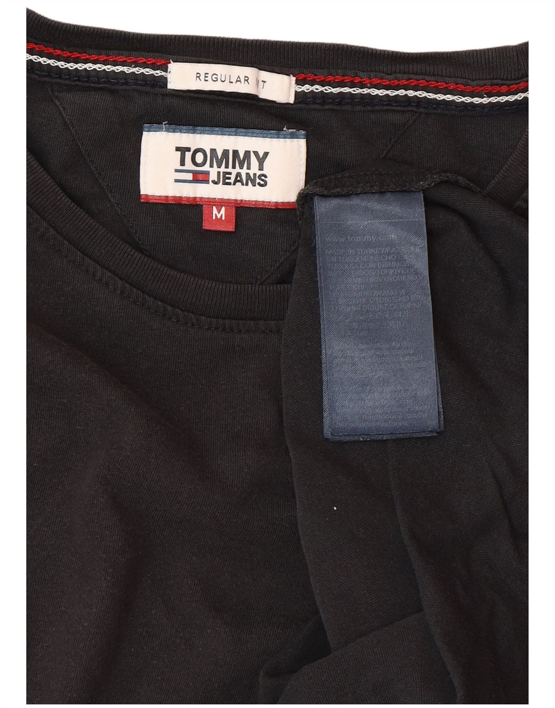 TOMMY HILFIGER Herre Regular Fit T-shirt Top Medium Sort Bomuld
