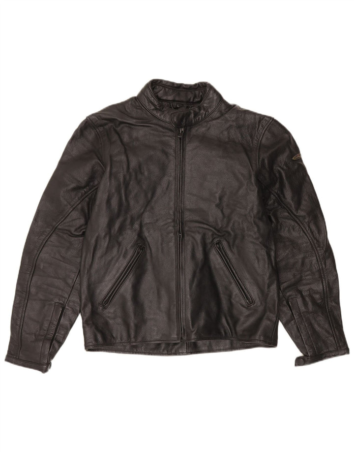Vintage Womens Leather Racer Jacket UK 16 Large Black
