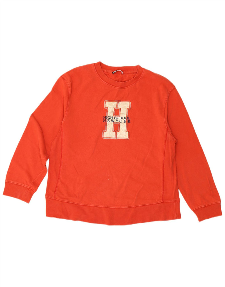 Felpa con grafica Zara da donna, maglione UK 14, cotone rosso medio